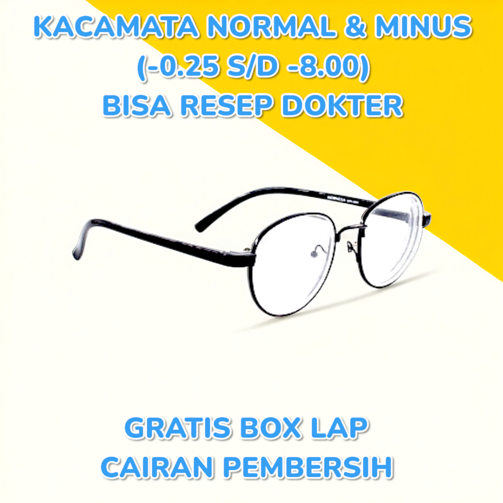 Kacamata Minus Oval Bulat Lensa Tipis Frame Kecil Fleksibel - Kacamata Baca Minus Wanita Pria Murah