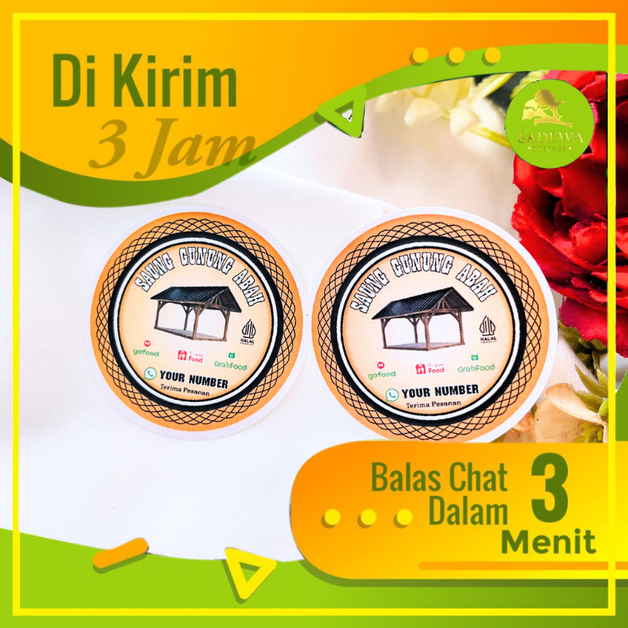 

2-4 Sadewa Stiker Warung Nasi Produk Label Restoran Box Kardus Sticker Bulat Chromo Free Desain