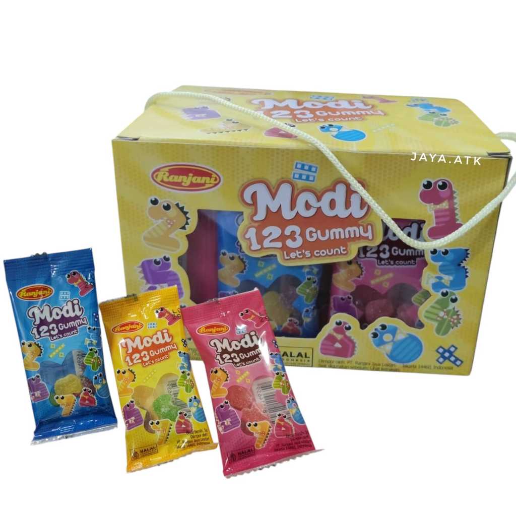 

PERMEN JELI MINI BENTUK MODI TARING CONE RANJANI GUMMY JELLY CANDY ANEKA RASA ISI 30 X 5 GR