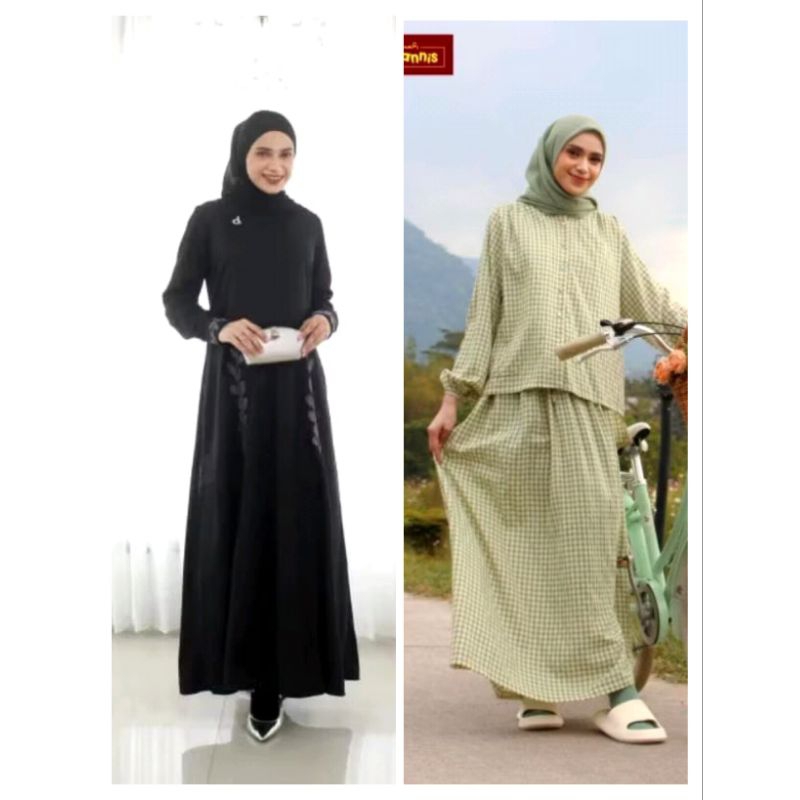 SALE Ready Stok/Stelan Green & Abaya Dannis Hitam by Dannis/20%