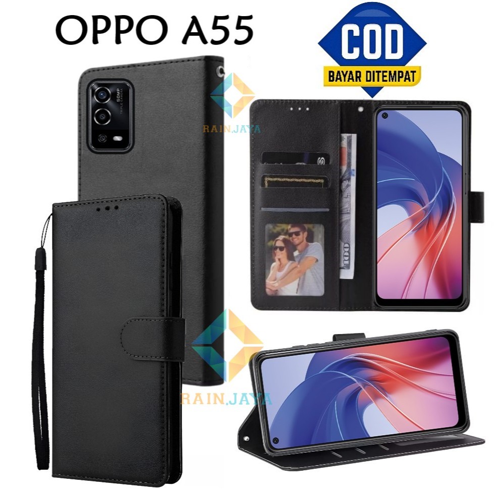 Flip Case OPPO A55 Leather Case Premium Flip Cover Wallet