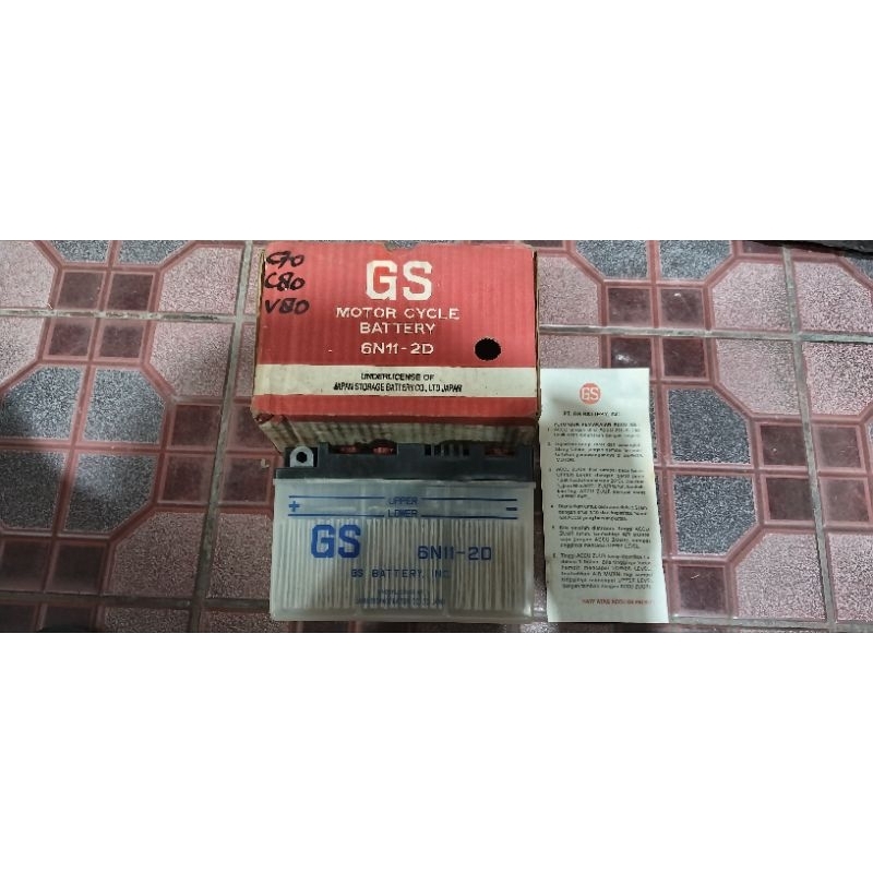 accu aki GS 6N112D C70 C700 C800 V75 V80 double starter 6 Volt original GS JAPAN NOS