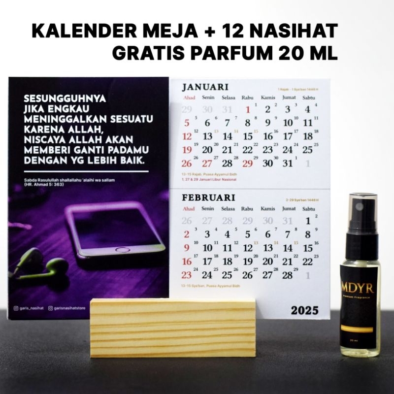 

Kalender Meja Nasihat Hijriyah & Masehi 2025 Garis Nasihat (Gratis Parfum 20ml)