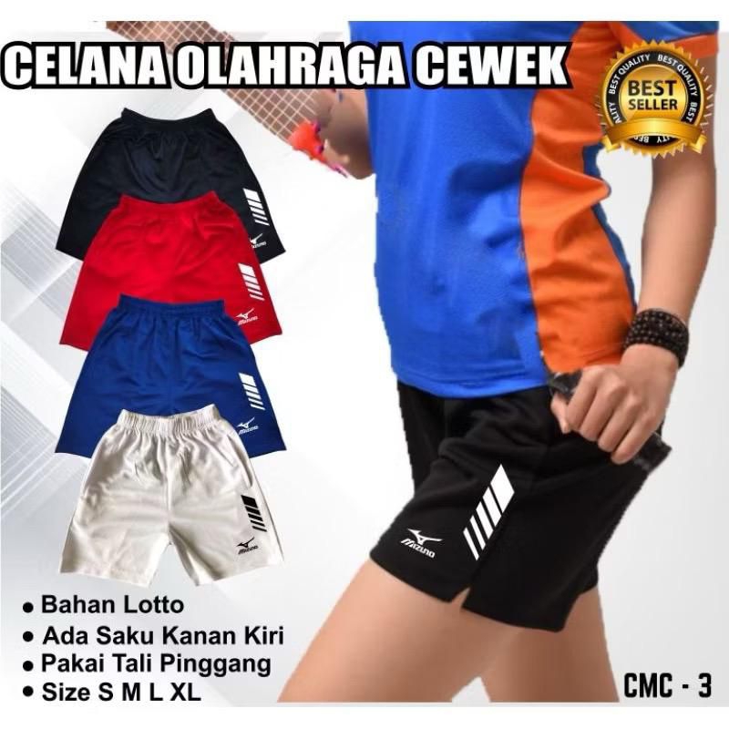 Celana pendek voli cewek celana olahraga perempuan short pants hitam polos logo sport celana voli wa