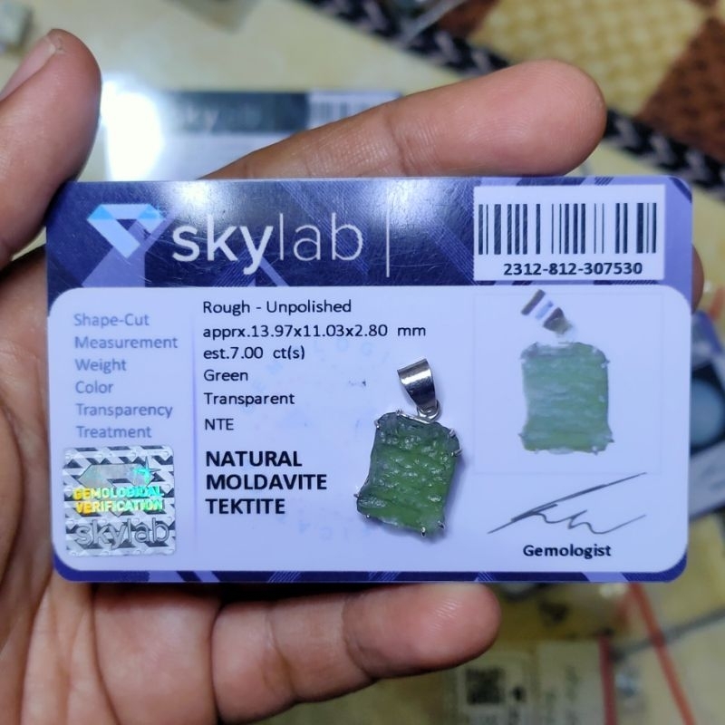 LIONTIN PERAK 925 NATURAL MOLDAVITE TEKTITE MEMO SKYLAB 7530