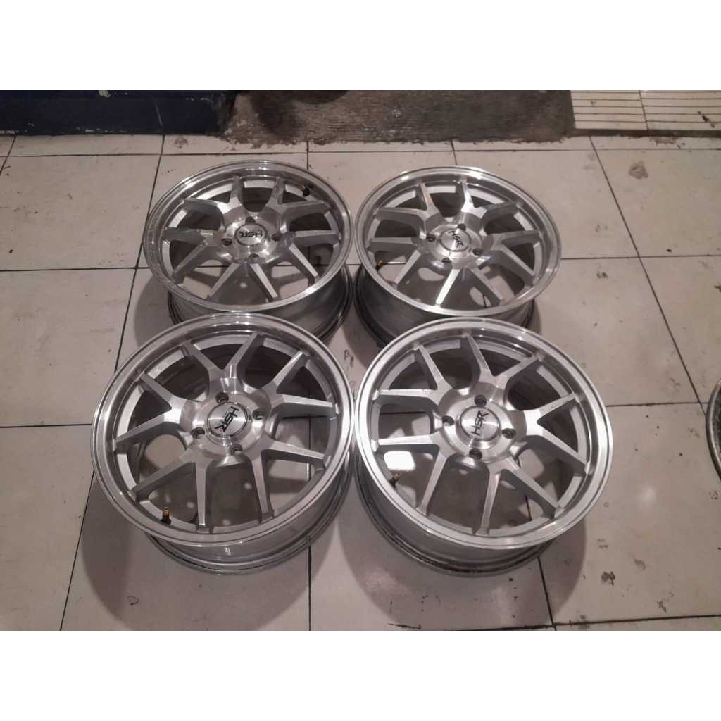 VELG MOBIL BEKAS HSR HYURA RING 15 LEBAR 6,5 4X100 ET 42 VELG UNTUK MOBIL AGYA AYLA SIGRA BRIO DATSU