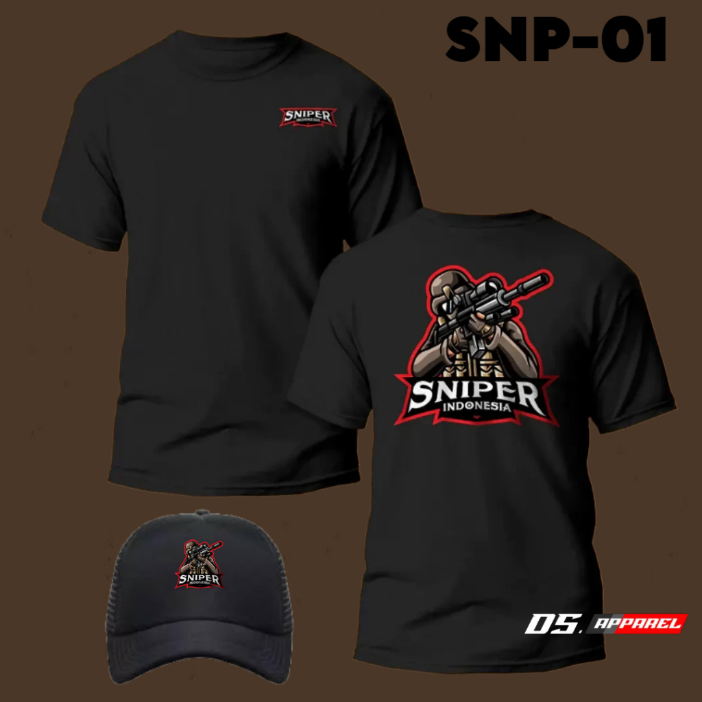 KAOS DISTRO SNIPER/KAOS PENEMBAK/DESAIN KEREN ~BONUS TOPI / KAOS PRIA/ READY LENGAN PANJANG PENDEK