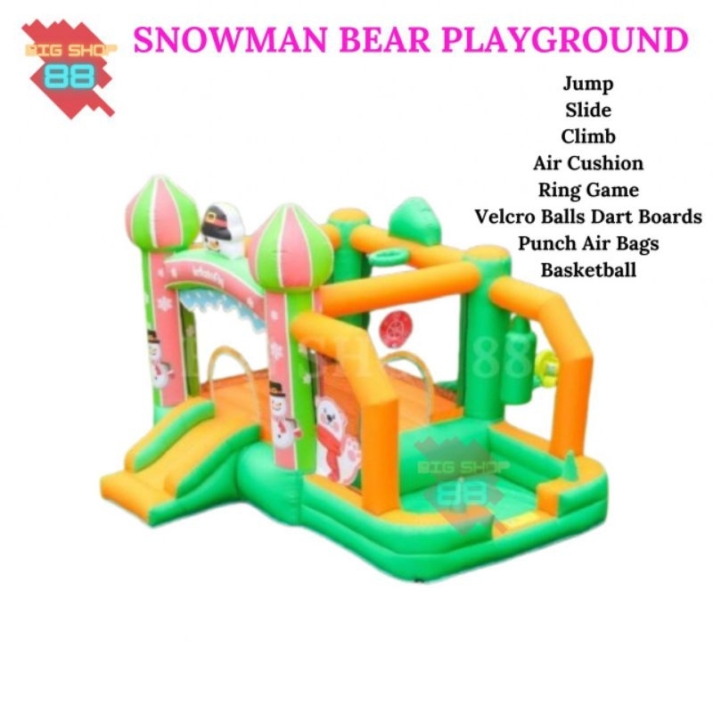 Mainan Anak Rumah Istana Balon Bouncy Jumping Castle Snowman Bear Playground