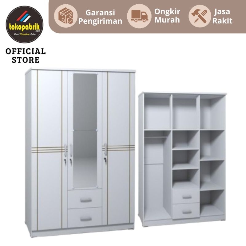 Lemari pakaian 3 pintu full kaca laci lemari baju minimalis lemari 3 pintu modern murah