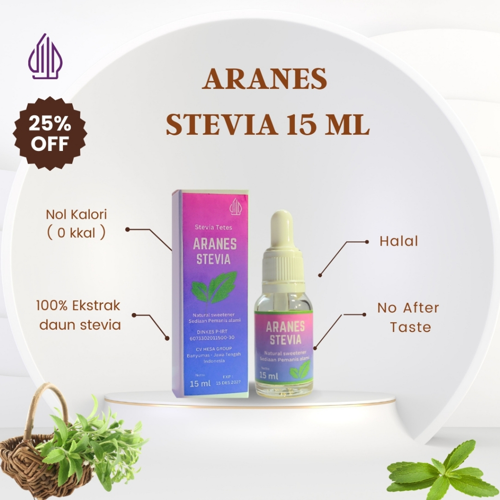 

Original Aranes Stevia Isi 15 ML Pemanis Alami Pengganti Gula Cair Tetes Stevia Sweetener 0 Kalori