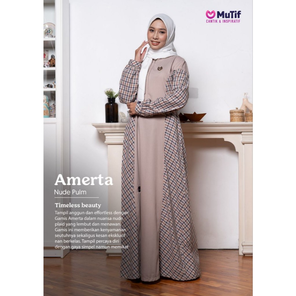 GAMIS MUTIF TERBARU AMERTA WARNA NUDE PULM BAHAN COTTON SYMPHONY YARNYDED