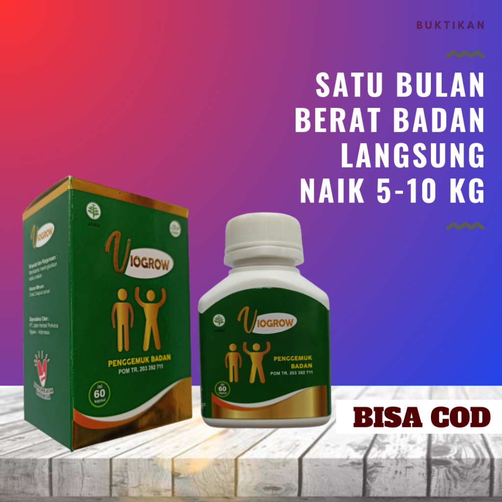 Terlaris Viogrow Obat gemuk Permanen Penggemuk badan herbal alami serta penambah nafsu makan badan b