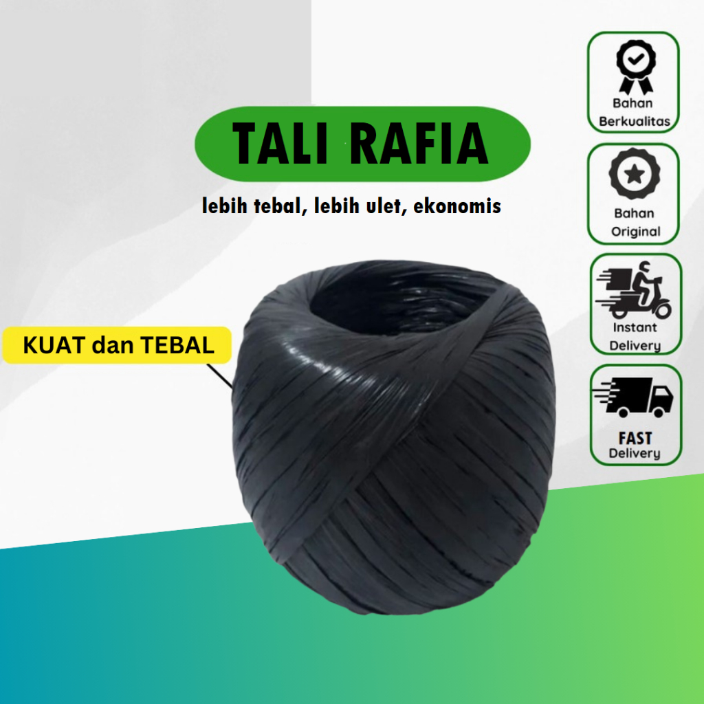 

Tali rafia Jumbo tali panjang hitam pekat kuat tahan lama awet