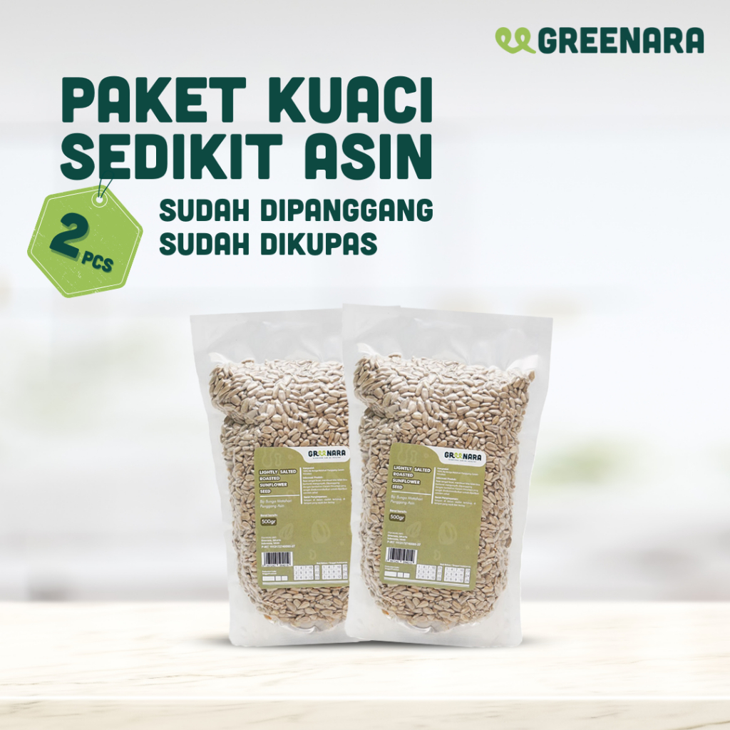 

Bundle 2 pcs Greenara Lightly Salted Roasted Sunflower Seed 500g - 2 buah Kuaci Panggang dengan Rasa Sedikit Asin