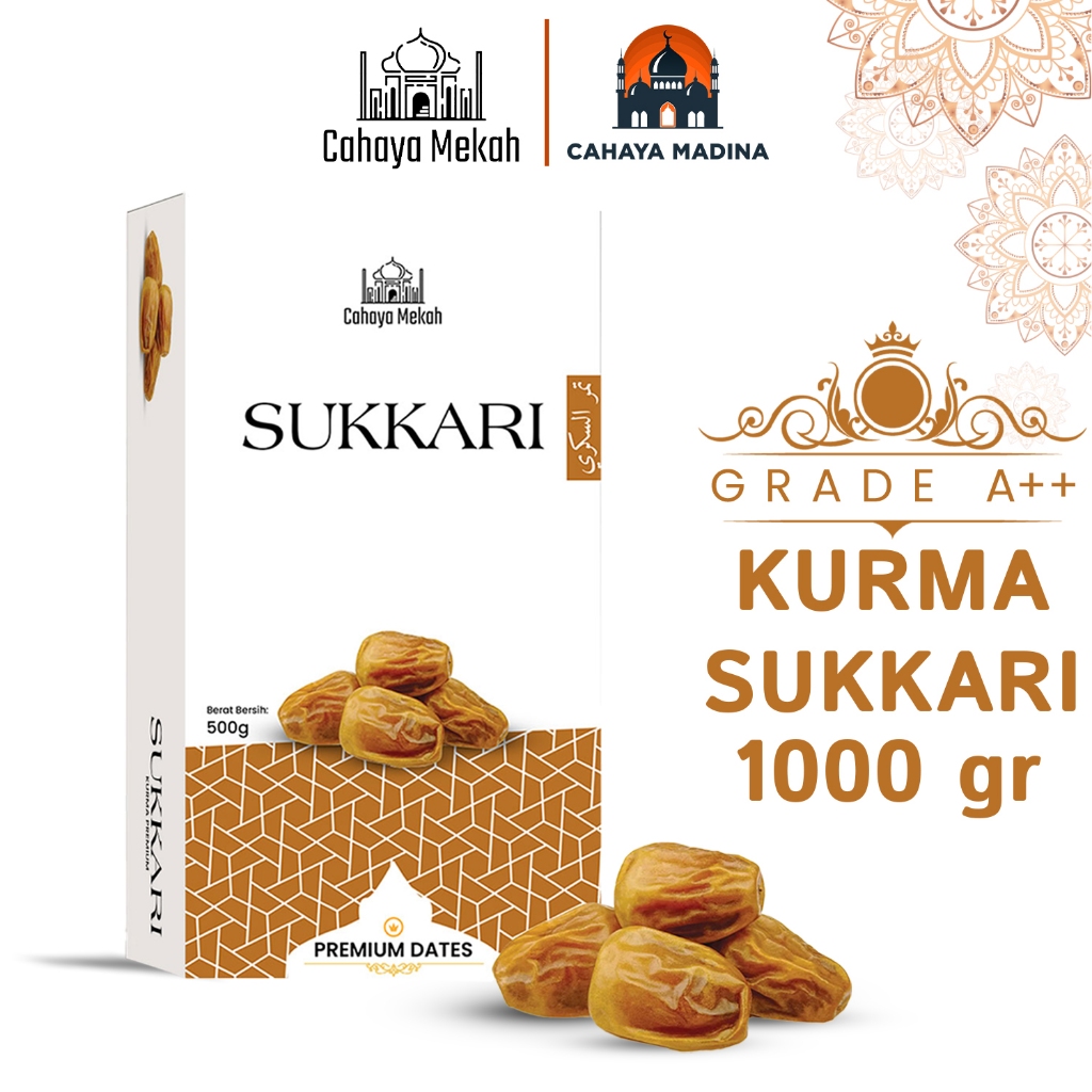 

Cahaya Mekah Kurma Sukkari Premium 500g Box Sukkari Dates / Kurma Sukkari Original High Quality