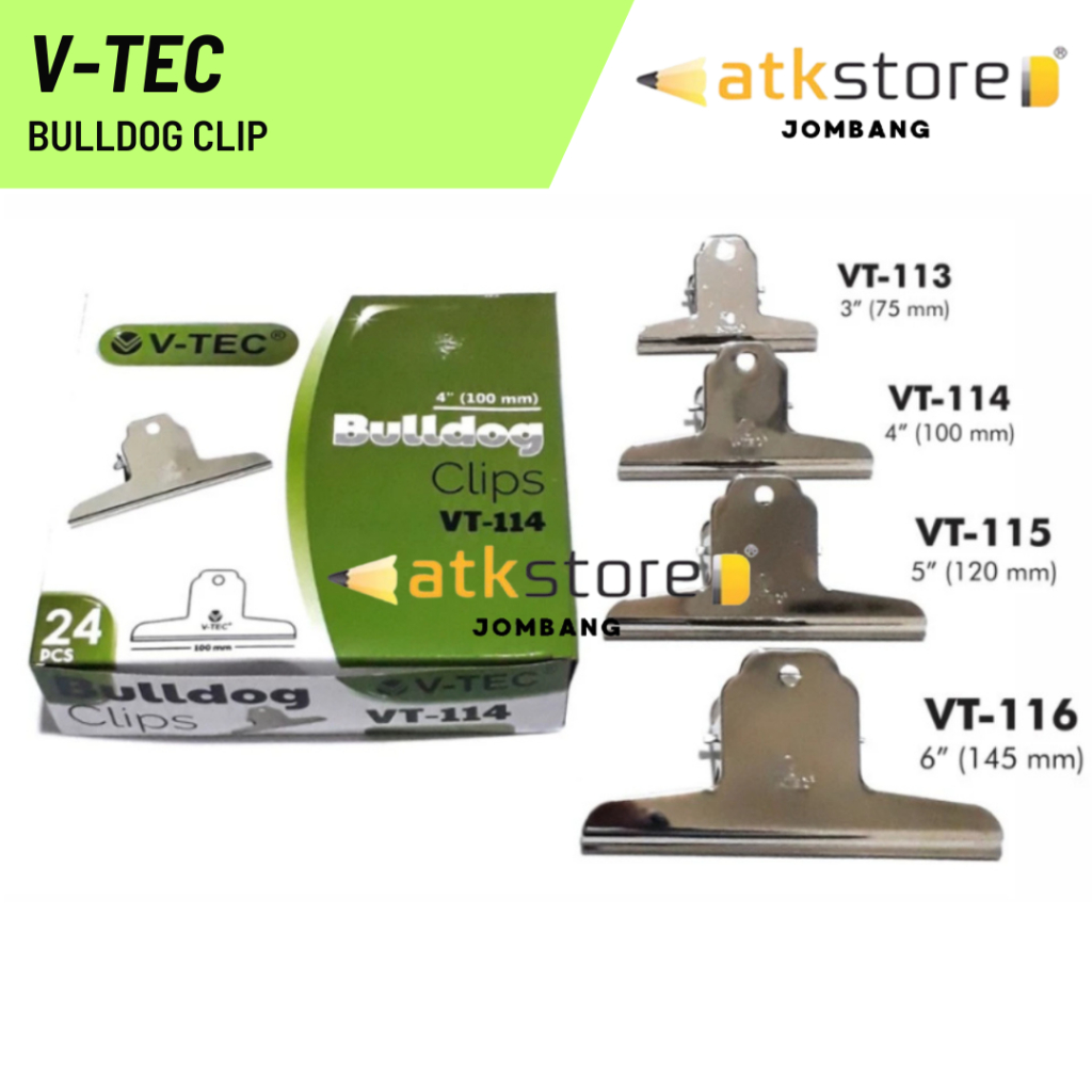 

V-TEC Bulldog Clip Dokumen 3 4 5 6 INCH Klip Kertas Serbaguna