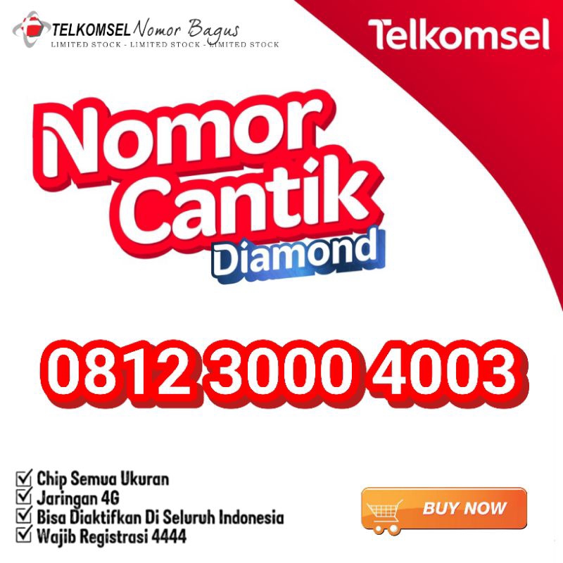 Nomor Cantik Telkomsel 3000 4003