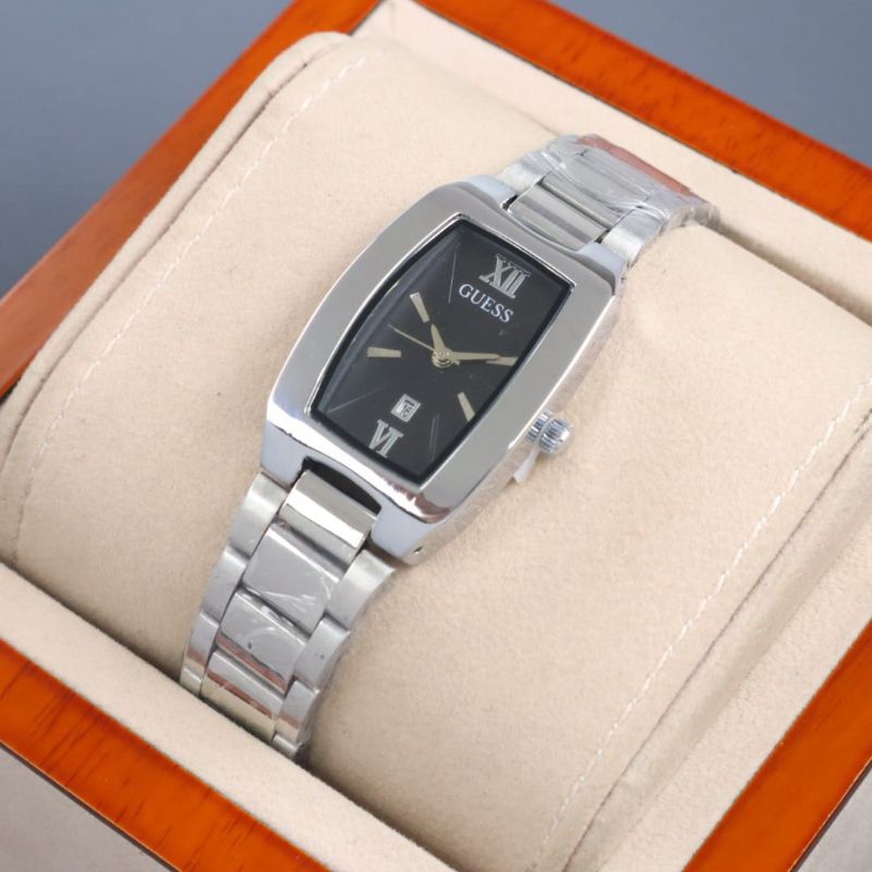 ( BISA COD )   Jam Tangan Wanita/Cewek GUESS OVAL RANTAI TGL AKTIF || DIAMETER 2.7 CM || Jam Tangan 