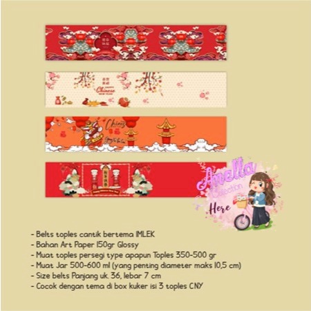 

Belts toples persegi 350-500gr / Jar 500-800m Imlek CNY 1 set isi 4
