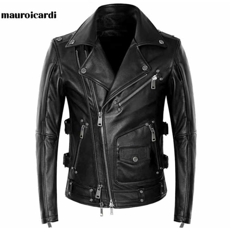 Jaket kulit pria asli domba / Jaket kulit recing / Jaket kulit ramones original domba garut