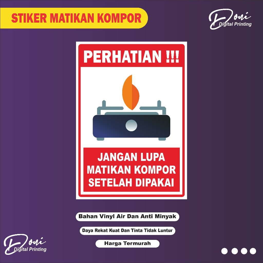 

Stiker Matikan Kompor / Stiker Jangan Lupa Matikan Kompor / Stiker Kompor / Stiker Dapur