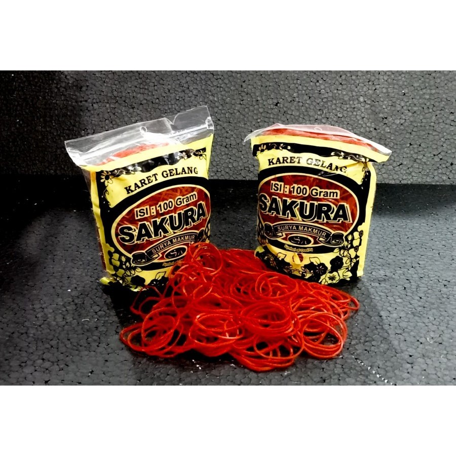 

Karet Gelang Kecil Sakura Merah Uk 11mm 100Gram Merek : Sakura Isi : +/- 100gr Warna