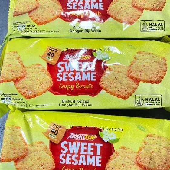 

BISKITOP SWEET SESAME CRISPY BISCUITS, BISKUIT KELAPA DENGAN BIJI WIJEN 1 BKS