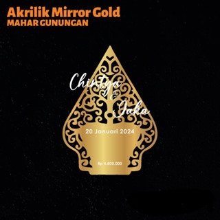 GUNUNGAN WAYANG AKRILIK MIRROR Dekorasi Mahar Akrilik Gold Timbul