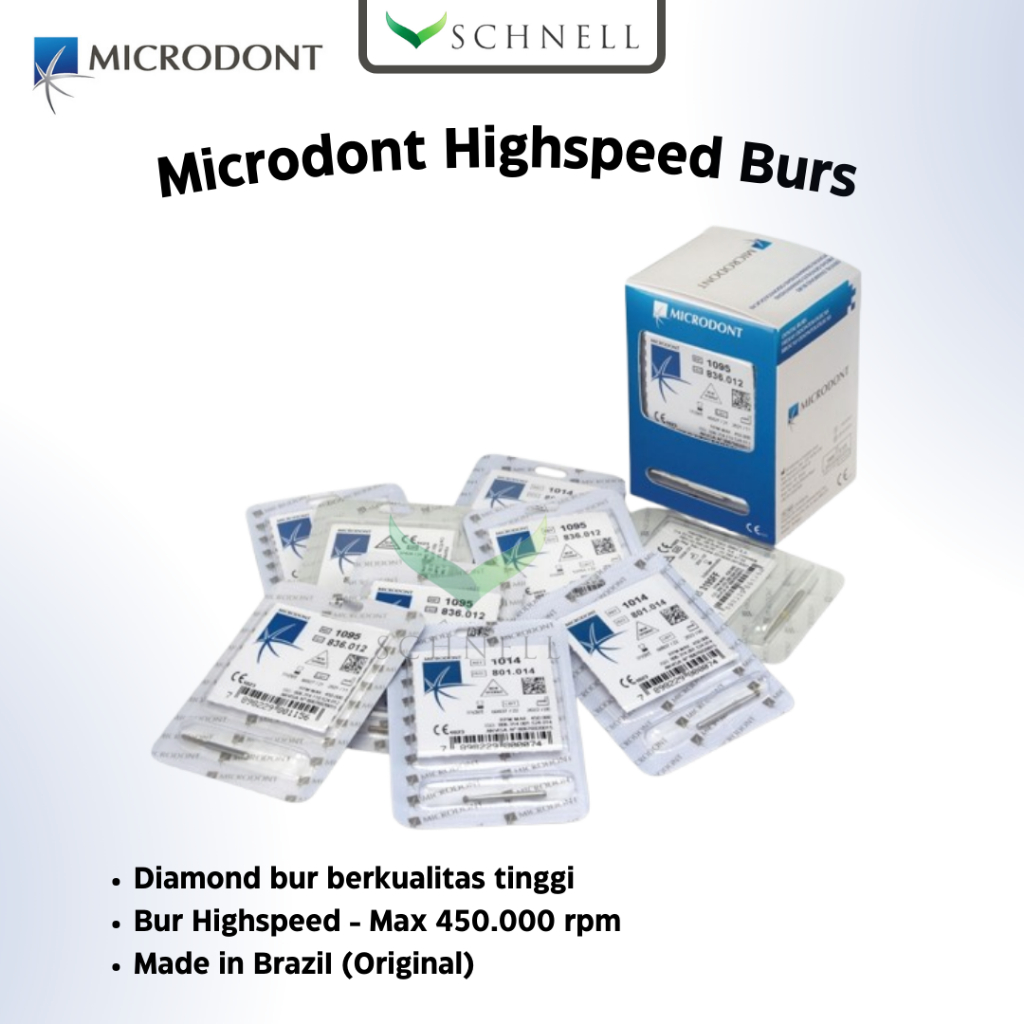 Diamond Bur Dental Highspeed / Bur Bor Preparasi Gigi / High Speed Burs - MICRODONT Original