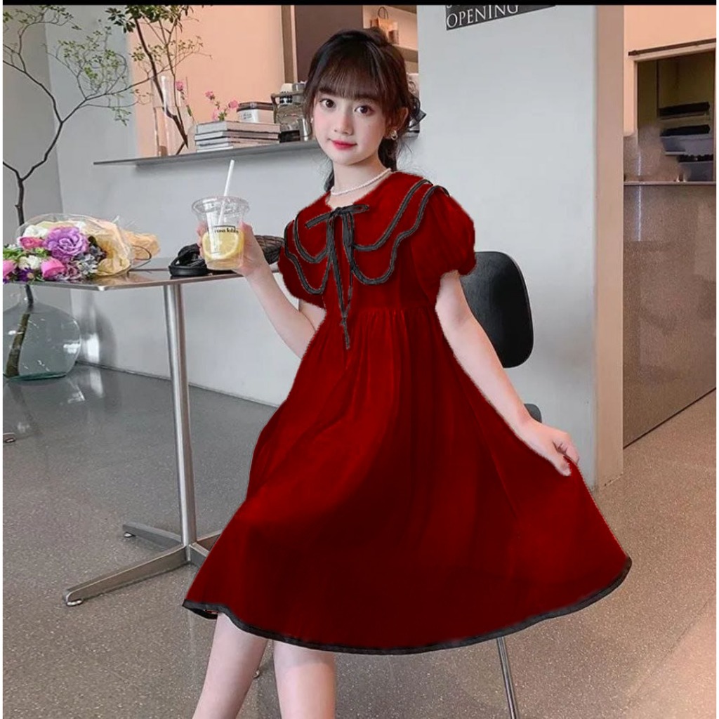 Baju Pesta 2025 Umur 3-14Tahun Dress Bocah Perempuan Umur 4-13Tahun Dross Cewe Ultah Lebaran Elegan 