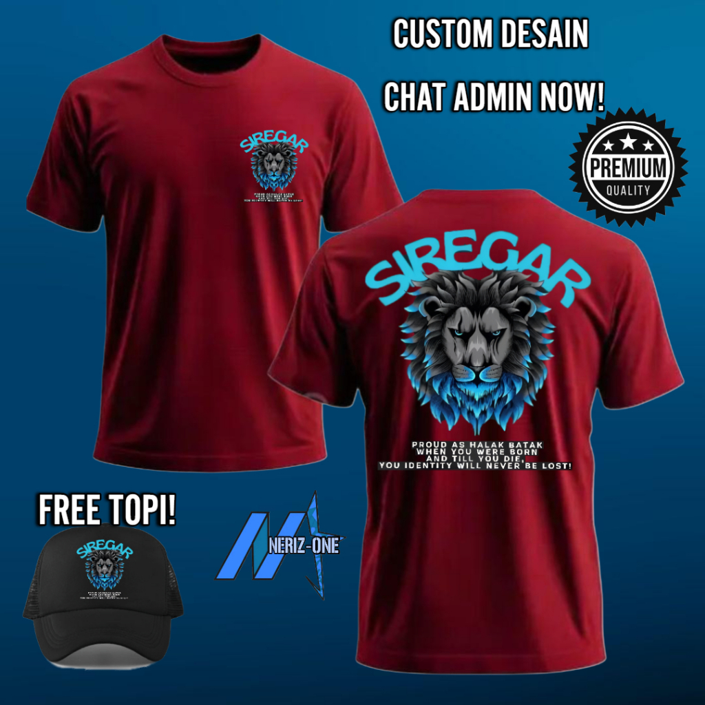 KAOS DESAIN SABLON MARGA BATAK SIREGAR KEREN BAHAN KAOS LEMBUT ADEM NYAMAN DI PAKAI BONUS TOPI JARIN