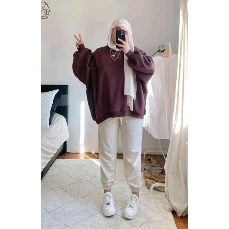 Dunia Jaket Sweater Pria Wanita Big size (S - 6XL) Crewneck POLOS Sweatshirt BASIC Oversize Jumbo M 