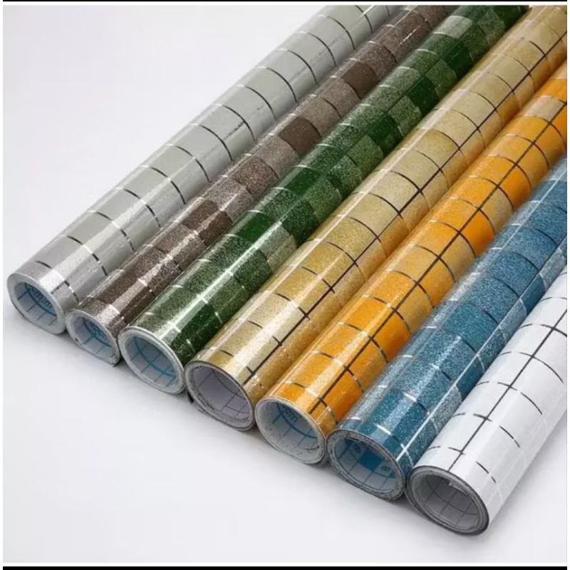 Stiker Dapur Anti Minyak Aesthetic Stiker Dinding Dapur Kitchen Kotak-Kotak Anti Air