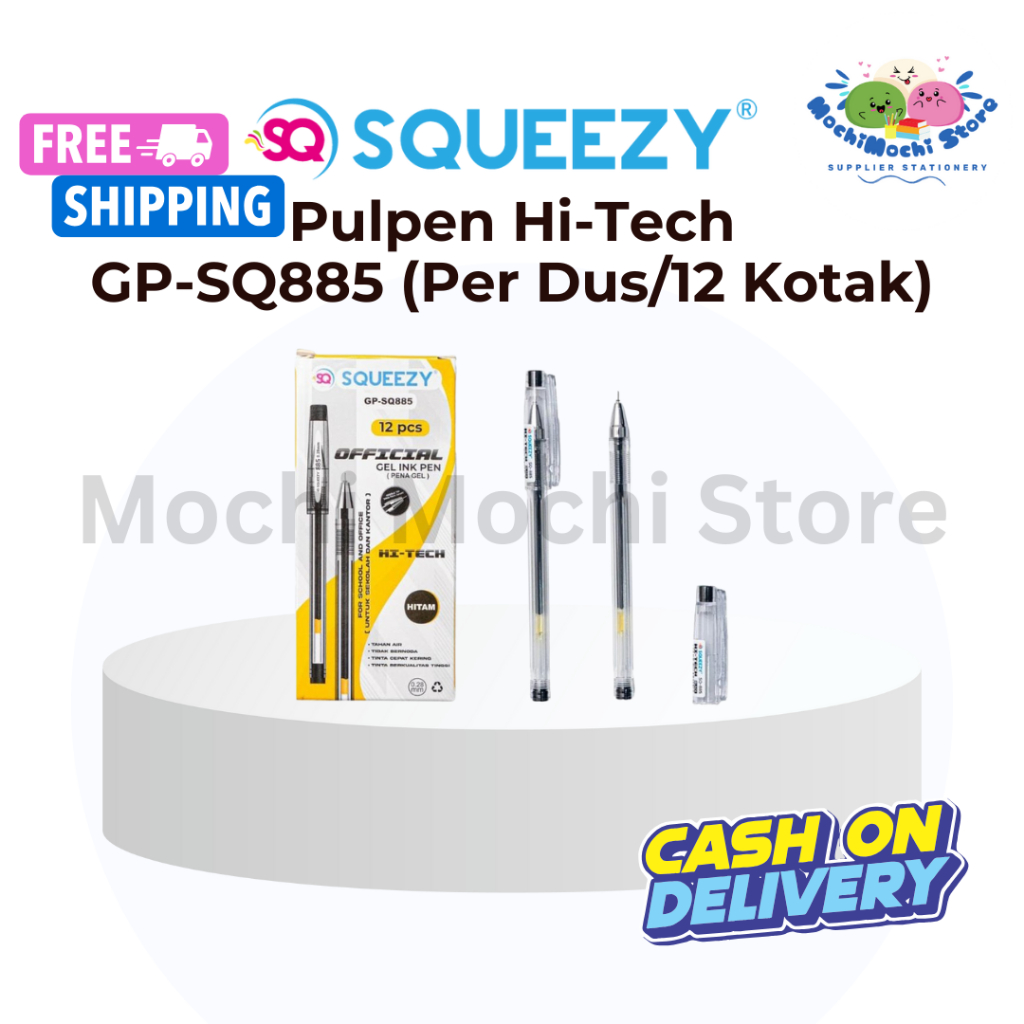 

PER DUS/12 KOTAK/144 PCS Pulpen Gel Hi-TECH-H 0.28mm GP-SQ885 | Pulpen Tinta Hitam | Pulpen Gel Squeezy Hi-Tech Hitam Murah GP-SQ885