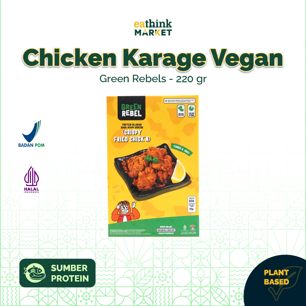 

Diskon Kilat 50% Chicken Karage Ayam Frozen Instant Nabati Vegan No MSG - Green Rebel 220 g