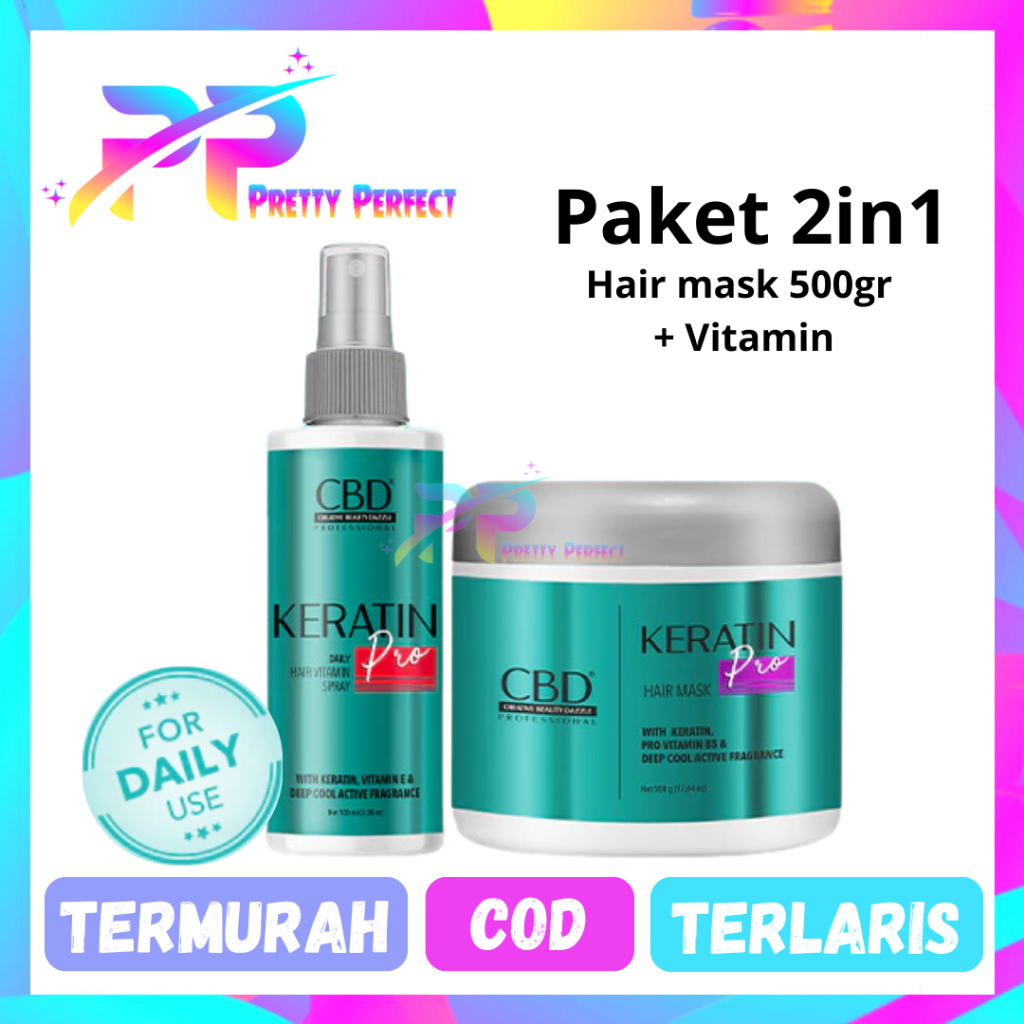 CBD Keratin Pro Paket 2in1 Hair Mask 500ml + Vitamin
