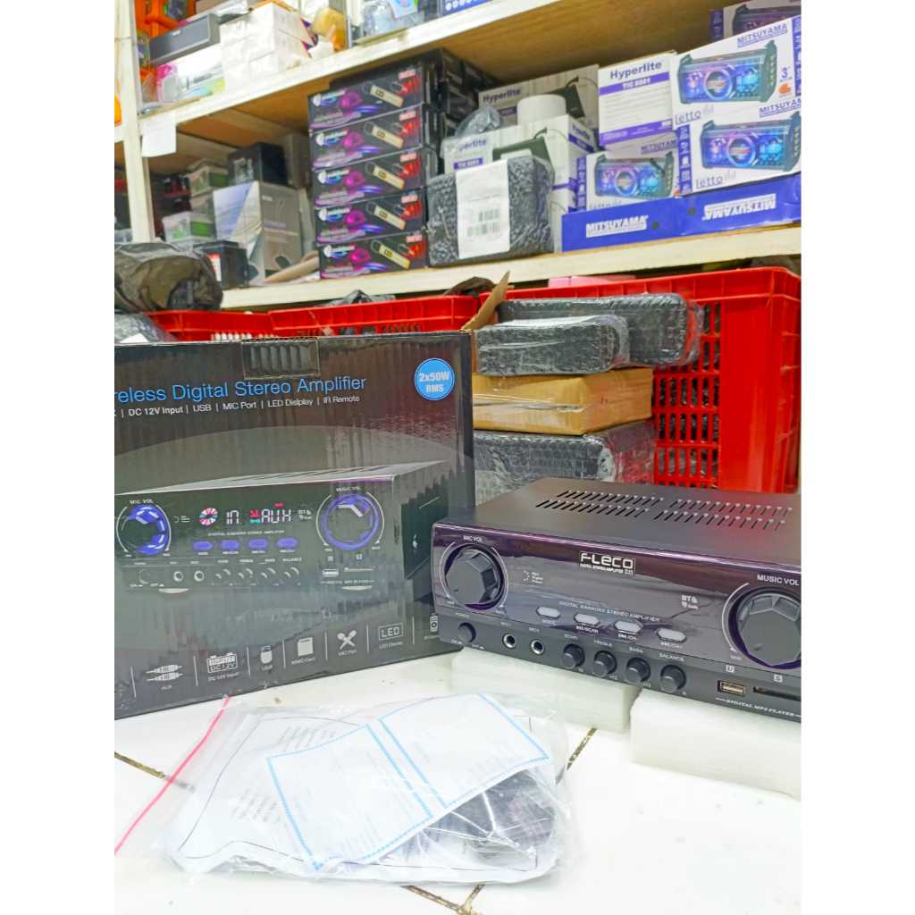 FLECO Amplifier Wireless Stereo Digital Fleco D-33 Stereo Karaoke + Mp3 player + FM Radio / Amplifie