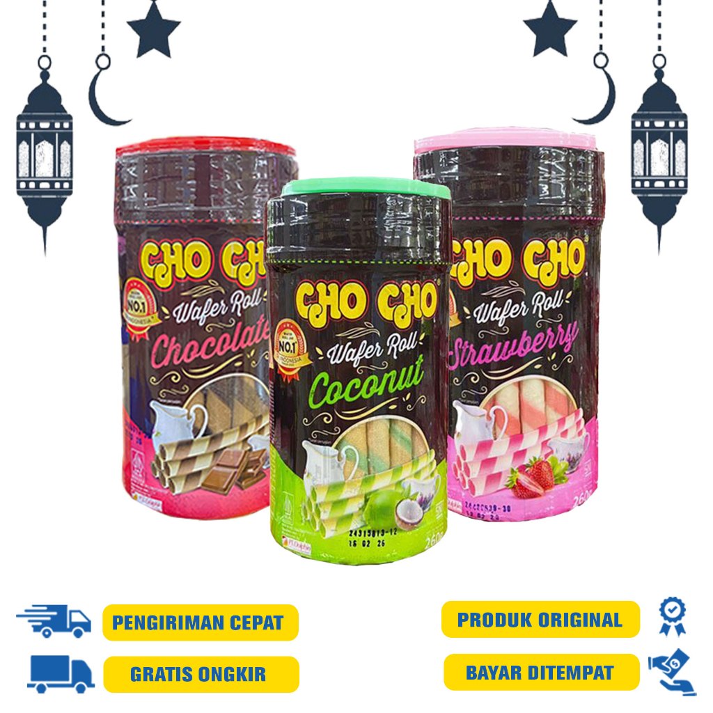 

CHO CHO WAFER STICK ROLL - STRAWBERRY | COCONUT | CHOCOLATTE 260GR