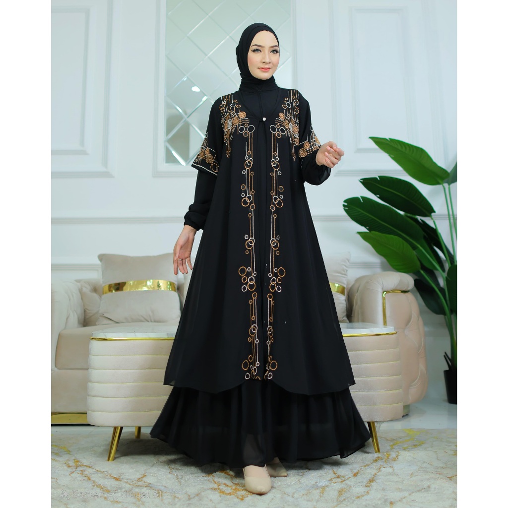 Afisya - Baju Gamis Wanita Mahalini Dress Seruty Babydol