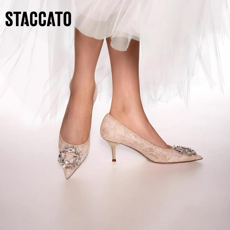 NEW TerMurah ORIGINAL Staccato Official 9NW83-WHT High Heels - Apricot Pink White Putih Sepatu Hak T