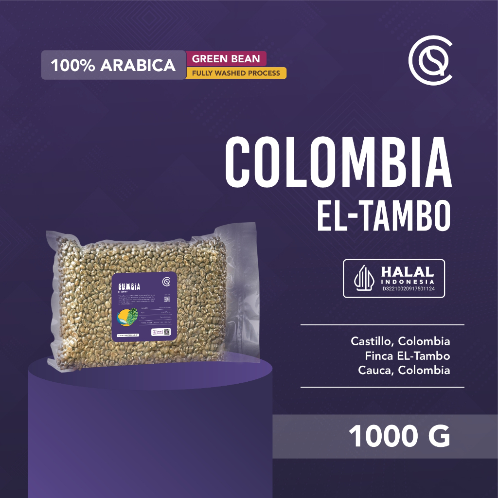 

COFFEEHQ COLOMBIA El Tambo Fully Washed Green Beans 1Kg