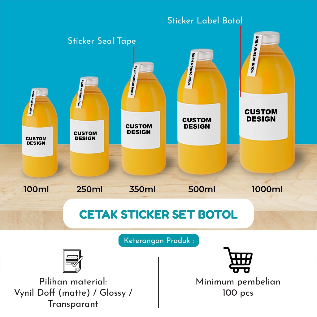 STICKER SET BOTOL DAN SEGEL TUTUP BOTOL MINUMAN