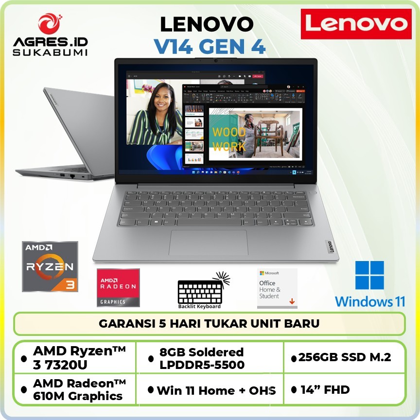 Lenovo V14 G4 Ryzen 3 7320U 256GB SSD 8GB Win11