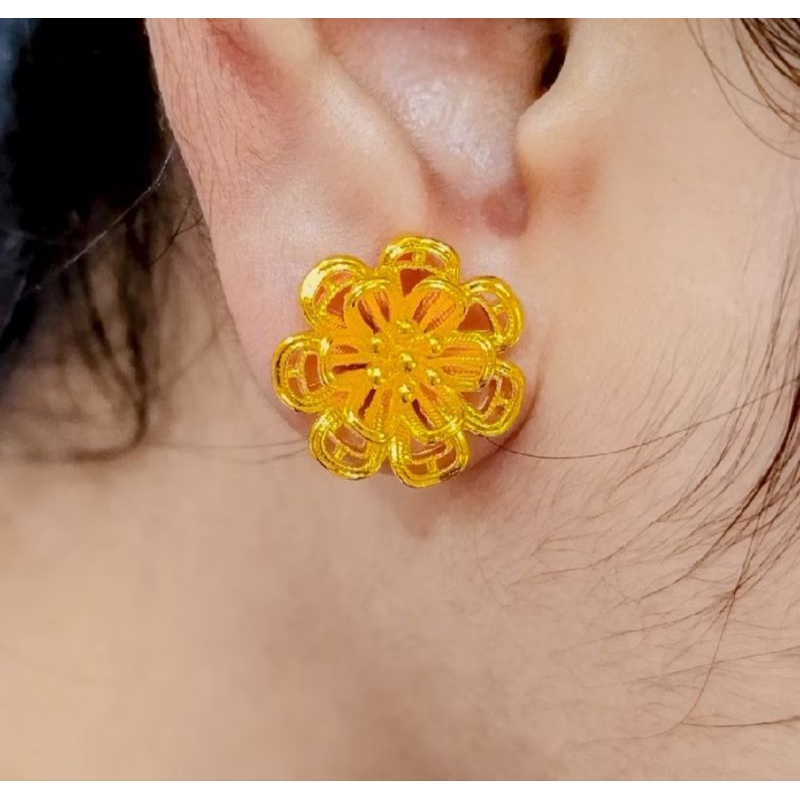 ANTING TUSUK BUNGA KENDARI LAPIS EMAS 24K
