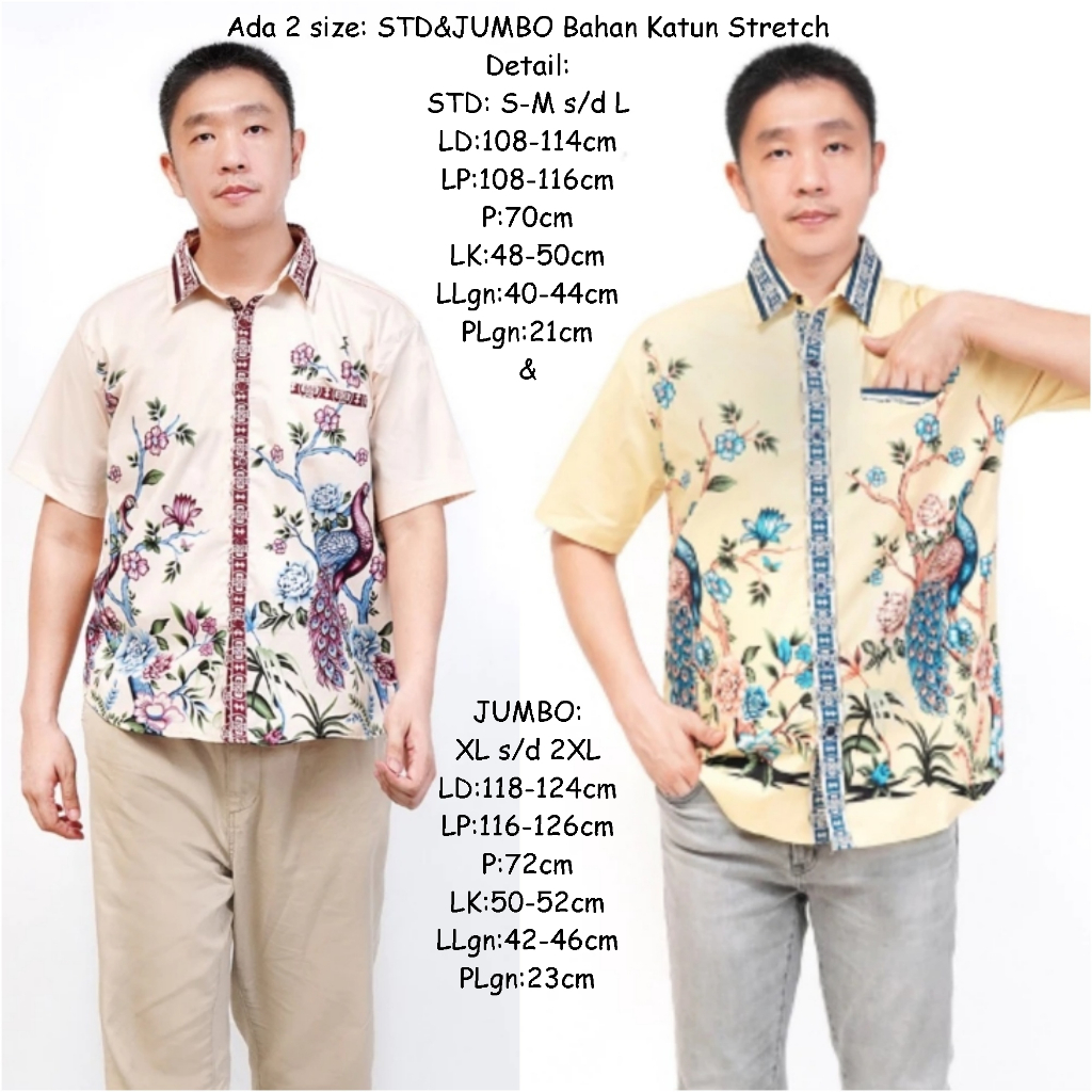 Baju Kemeja Batik Pria Modern Lengan Pendek premium jumbo big size standart Atasan Hem Kerah Laki la