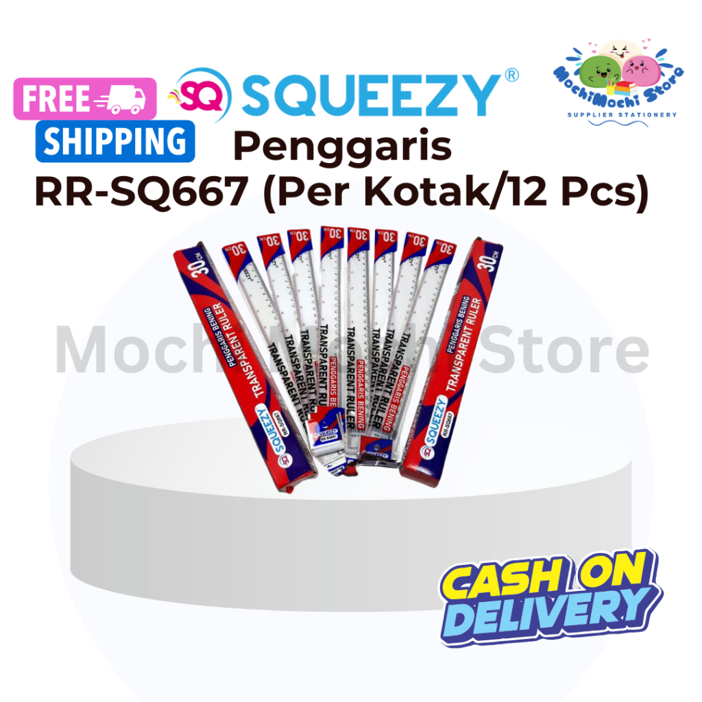 

PER KOTAK/12 PCS Penggaris Transparant Plastik 30cm RR-SQ667 | Penggaris Plastik Bening 30cm | Ruler 30 Cm