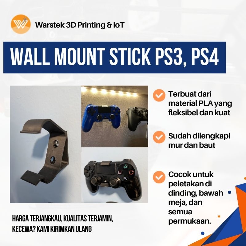 Wall Mount Gantungan Stick PS4 PS 4 Gratis Fisher Controller Stand Holder