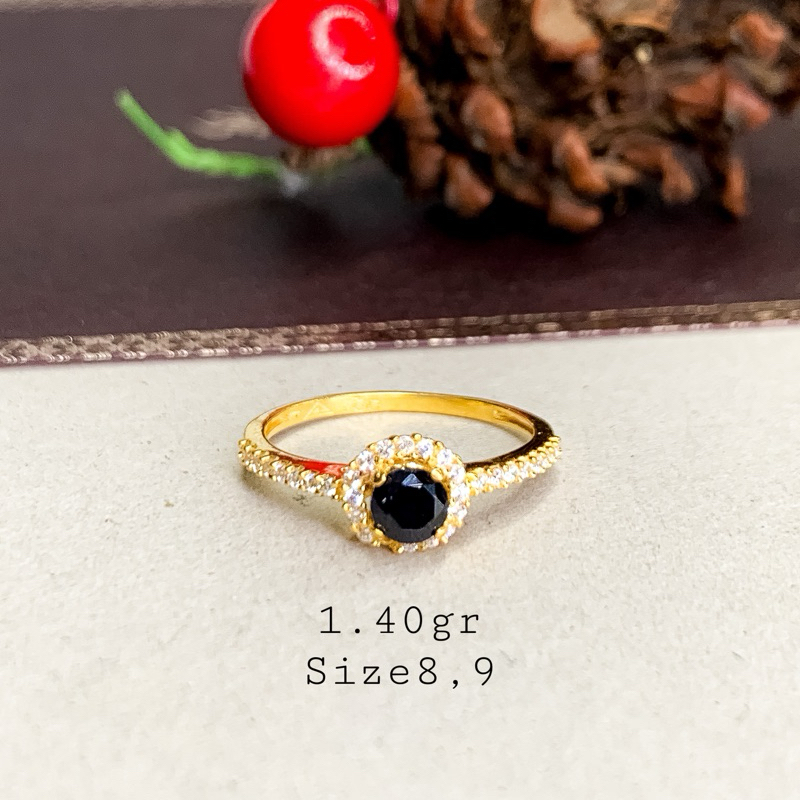 Cincin Emas Berlian Looks Alike Emas Cincin Emas Mata Hitam Solitaire Cincin Mata Satu Emas Kadar 70