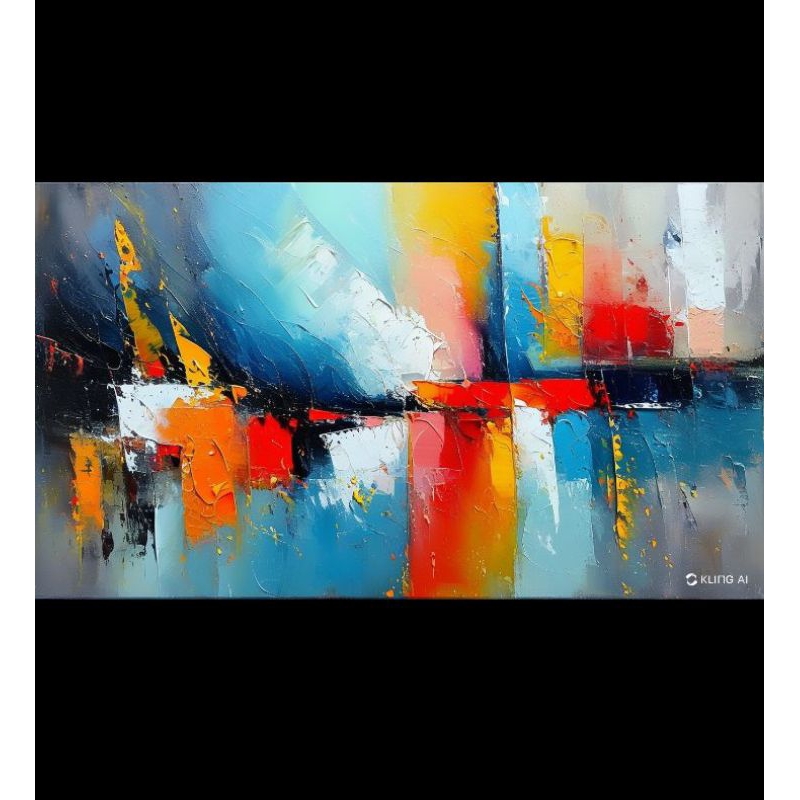 lukisan abstrak gold mewah