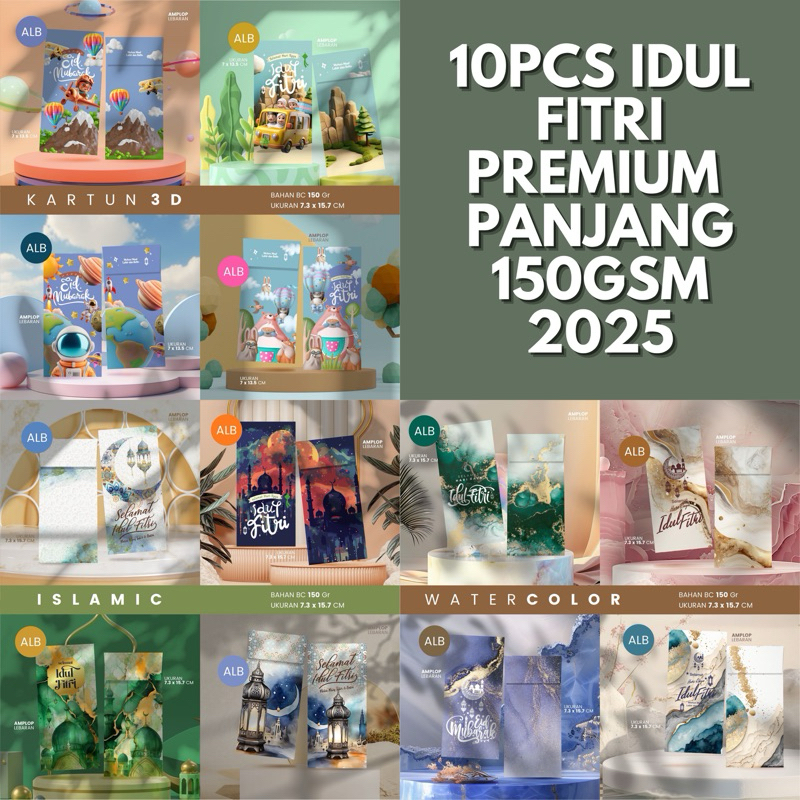 

10PCS Idul Fitri Premium Panjang 150GSM 2025